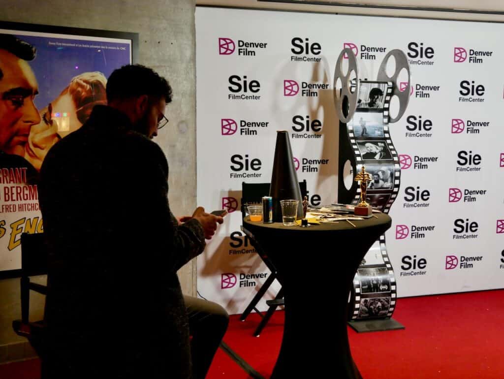 A moviegoer at Denver Film's SIE Film Center, Denver's only independent cinema